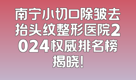 南宁小切口除皱去抬头纹整形医院2024权威排名榜揭晓！