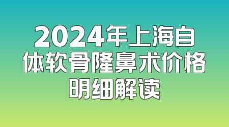 2024年上海自体软骨隆鼻术价格明细解读