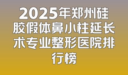 2025年郑州硅胶假体鼻小柱延长术专业整形医院排行榜