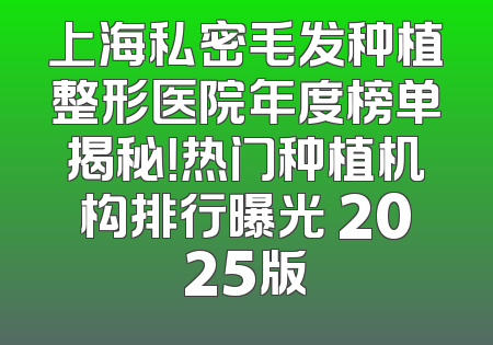 上海私密毛发种植整形医院年度榜单揭秘！热门种植机构排行曝光 2025版
