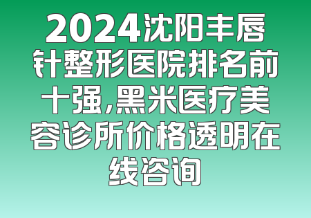 2024沈阳丰唇针整形医院排名前十强，黑米医疗美容诊所价格透明在线咨询