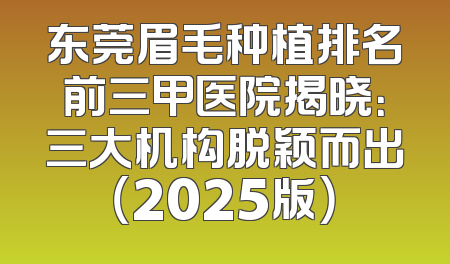东莞眉毛种植排名前三甲医院揭晓：三大机构脱颖而出（2025版）