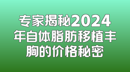 专家揭秘2024年自体脂肪移植丰胸的价格秘密