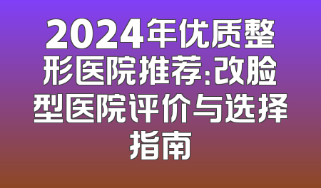 2024年优质整形医院推荐：改脸型医院评价与选择指南