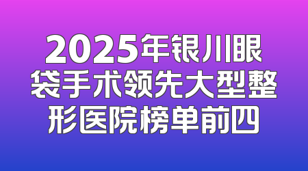 2025年银川眼袋手术领先大型整形医院榜单前四