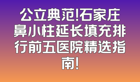 公立典范！石家庄鼻小柱延长填充排行前五医院精选指南！