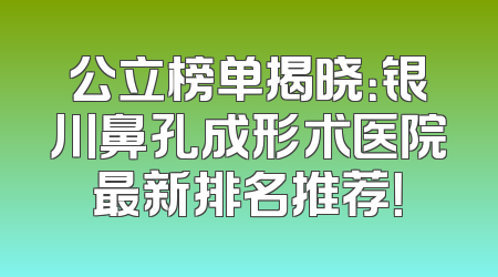 公立榜单揭晓：银川鼻孔成形术医院最新排名推荐！