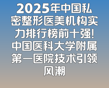 2025年中国私密整形医美机构实力排行榜前十强！中国医科大学附属第一医院技术引领风潮