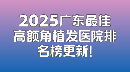 2025广东最佳高额角植发医院排名榜更新！