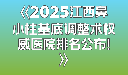 《2025江西鼻小柱基底调整术权威医院排名公布！》