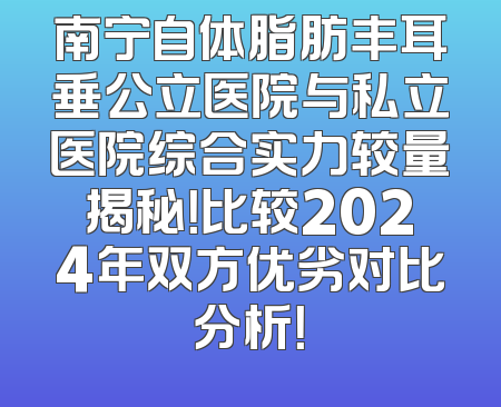 南宁自体脂肪丰耳垂公立医院与私立医院综合实力较量揭秘！比较2024年双方优劣对比分析！