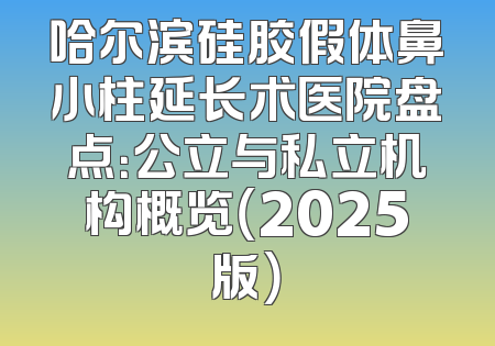 哈尔滨硅胶假体鼻小柱延长术医院盘点：公立与私立机构概览（2025版）