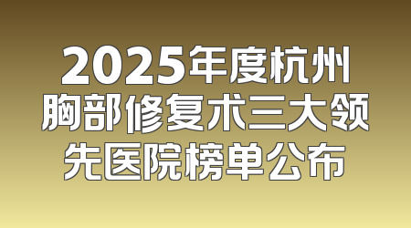 2025年度杭州胸部修复术三大领先医院榜单公布
