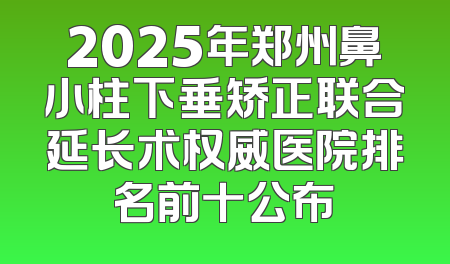2025年郑州鼻小柱下垂矫正联合延长术权威医院排名前十公布