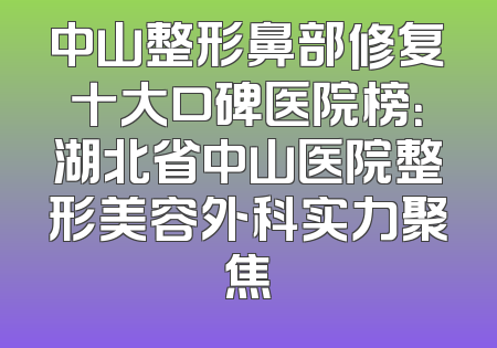 中山整形鼻部修复十大口碑医院榜：湖北省中山医院整形美容外科实力聚焦
