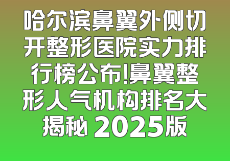 哈尔滨鼻翼外侧切开整形医院实力排行榜公布！鼻翼整形人气机构排名大揭秘 2025版