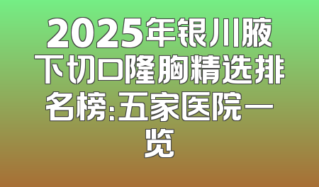 2025年银川腋下切口隆胸精选排名榜：五家医院一览