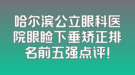 哈尔滨公立眼科医院眼睑下垂矫正排名前五强点评!