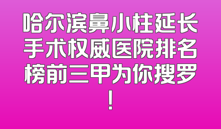 哈尔滨鼻小柱延长手术权威医院排名榜前三甲为你搜罗！