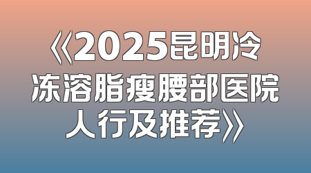 《2025昆明冷冻溶脂瘦腰部医院人行及推荐》