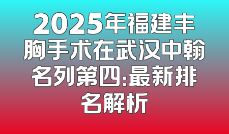 2025年福建丰胸手术在武汉中翰名列第四：最新排名解析