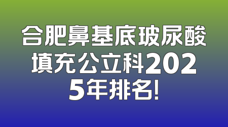 合肥鼻基底玻尿酸填充公立科2025年排名！