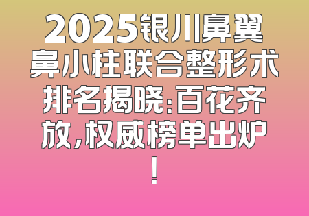 2025银川鼻翼鼻小柱联合整形术排名揭晓：百花齐放，权威榜单出炉！