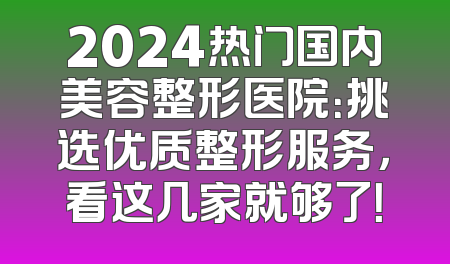 2024热门国内美容整形医院：挑选优质整形服务，看这几家就够了！