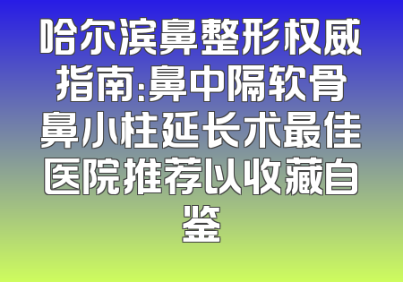 哈尔滨鼻整形权威指南：鼻中隔软骨鼻小柱延长术最佳医院推荐以收藏自鉴