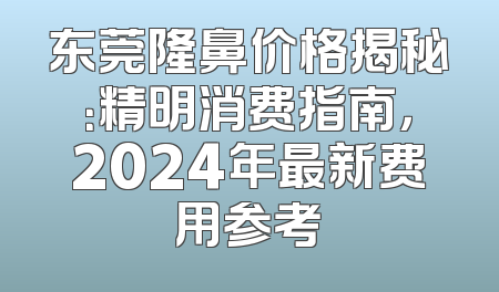 东莞隆鼻价格揭秘：精明消费指南，2024年最新费用参考