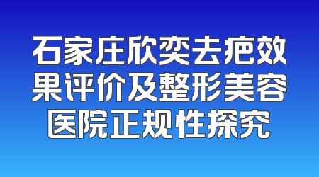 石家庄欣奕去疤效果评价及整形美容医院正规性探究