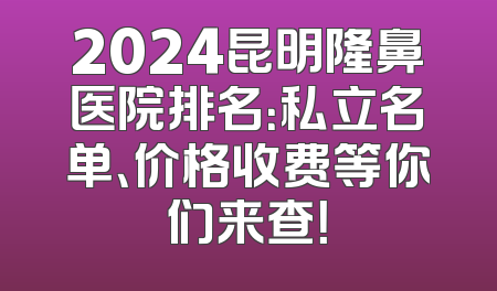 2024昆明隆鼻医院排名：私立名单、价格收费等你们来查！