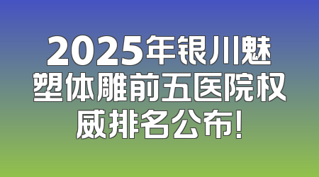2025年银川魅塑体雕前五医院权威排名公布！