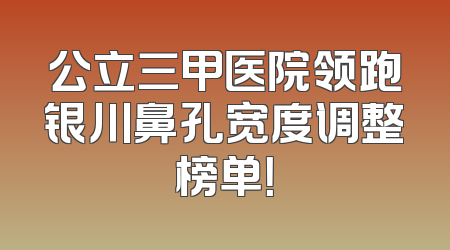 公立三甲医院领跑银川鼻孔宽度调整榜单！