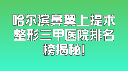 哈尔滨鼻翼上提术整形三甲医院排名榜揭秘!