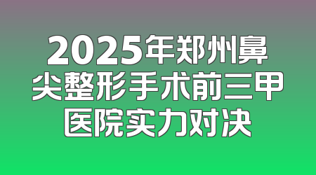 2025年郑州鼻尖整形手术前三甲医院实力对决