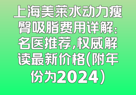 上海美莱水动力瘦臀吸脂费用详解：名医推荐，权威解读最新价格（附年份为2024）