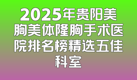 2025年贵阳美胸美体隆胸手术医院排名榜精选五佳科室