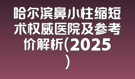 哈尔滨鼻小柱缩短术权威医院及参考价解析（2025）