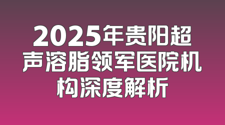 2025年贵阳超声溶脂领军医院机构深度解析