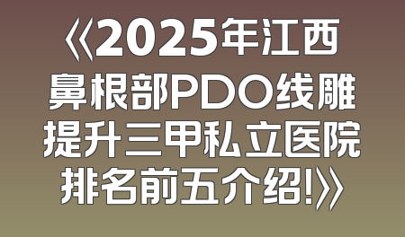 《2025年江西鼻根部PDO线雕提升三甲私立医院排名前五介绍！》