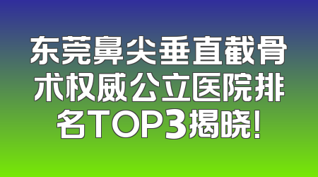 东莞鼻尖垂直截骨术权威公立医院排名TOP3揭晓！