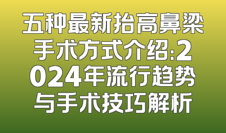 五种最新抬高鼻梁手术方式介绍：2024年流行趋势与手术技巧解析