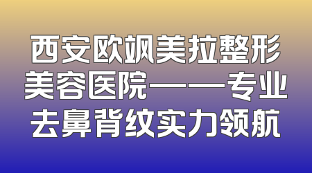 西安欧飒美拉整形美容医院——专业去鼻背纹实力领航