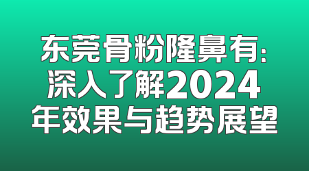 东莞骨粉隆鼻有：深入了解2024年效果与趋势展望