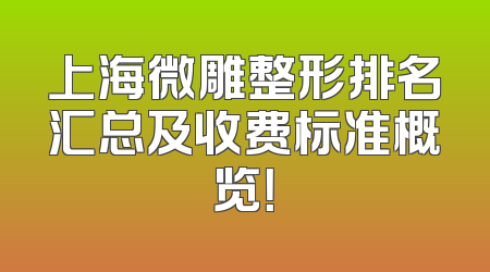 上海微雕整形排名汇总及收费标准概览！