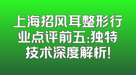 上海招风耳整形行业点评前五：独特技术深度解析！