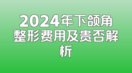 2024年下颌角整形费用及贵否解析