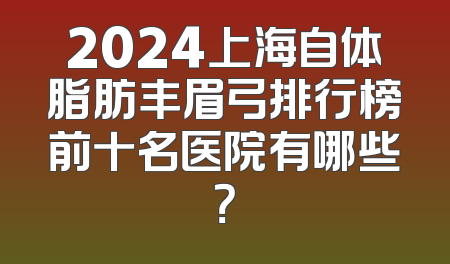 2024上海自体脂肪丰眉弓排行榜前十名医院有哪些？