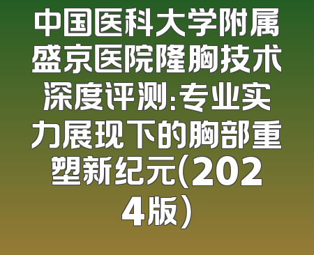 中国医科大学附属盛京医院隆胸技术深度评测：专业实力展现下的胸部重塑新纪元（2024版）